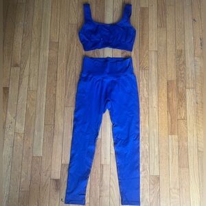 Blue 2 Piece Ribbed Matching Workout Set
